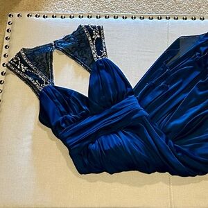 Navy Blue High Low Rhinestone Dress💠